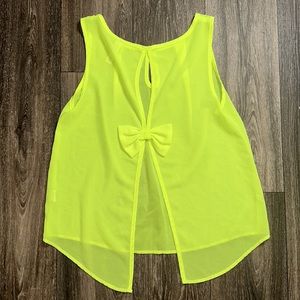 Neon Yellow Bow Blouse
